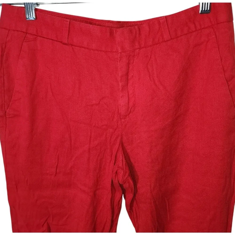Banana Republic Avery Red Linen Ankle Pants Size 6
